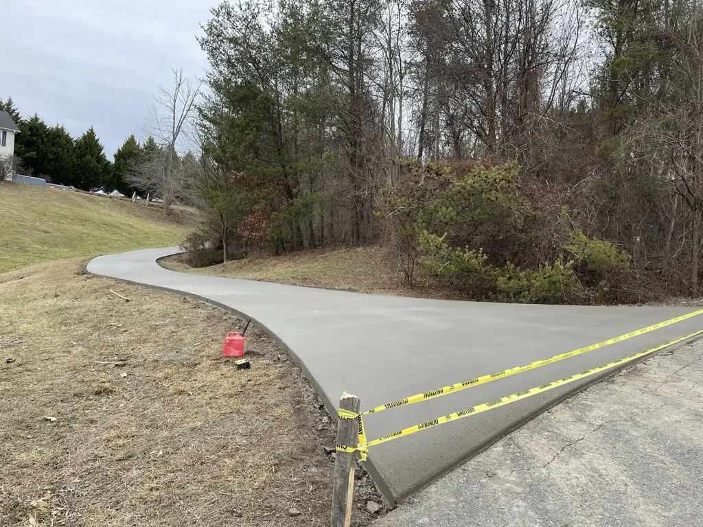 Long concrete driveway